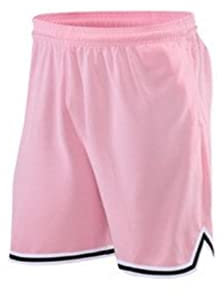 Shorts de Sport Homme Shorts de Basket Sechage Rapide Running Shorts Sport Pantalon Court avec Poches Zippées Rose XL