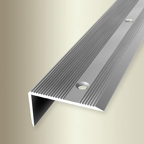 PROVISTON | Winkelprofil | Breite: 40 mm | Höhe: 0-22 mm | Länge: 1000 mm | Aluminium eloxiert | Gerillt | Silber | Versenkt Gebohrt