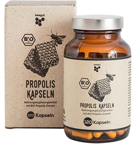 beegut BIO Propolis Kapseln mit BIO Propolis Extrakt in pflanzlicher Kapsel, das Schutzharz der Bienen, nachhaltige Verpackung - 120 Kapseln