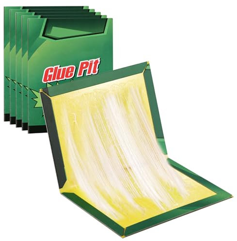 TOKIISHE 5 Pack Multi-Use Pest Sticky Pad Traps Boards, Extra Strong Efficient Foldable Sticky Traps Boards for Indoor Outdoor Home Kitchen Garden (31.5x21.3cm)