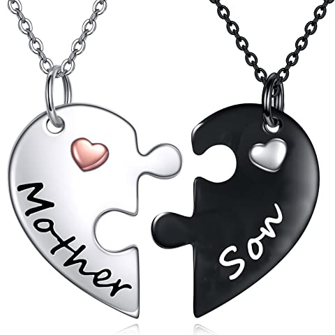 POPLYKE Mutter Tochter Halskette Mutter Sohn Anhänger Vater Tochter Schwester Schmuck Sterling Silber Mutter Tochter Schmuck Set Geschenke für Damen