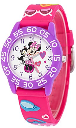 Disney Minnie Mouse - Montre analogique à quartz avec bracelet en plastique pour enfants, rose, bracelet, Rosé, Bracelet