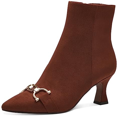 MARCO TOZZI Damen Stiefeletten Spitz mit Absatz Elegant, Braun (Cognac), 41