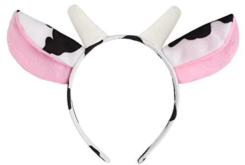 WLLHYF Bandeau de vache en forme de tête d'animal - Tendance - Doux et confortable - Pour Halloween, Noël, cosplay - Pour femme, fille, homme - Décoration de fête