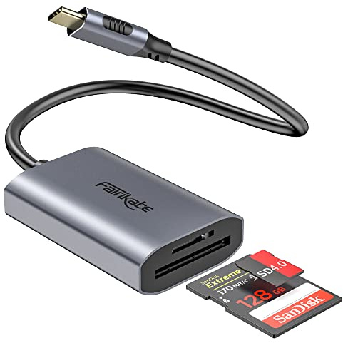 SD 4.0 Kartenleser, Fairikabe 2-in-1 USB C 3.1 auf Kartenleser, USBC Micro SD Speicherkartenleser Kompatibel mit Thunderbolt 3 für TF, SD, SDXC, SDHC, RSMMC, Micro SDXC, Micro SDHC, UHS-II Karten