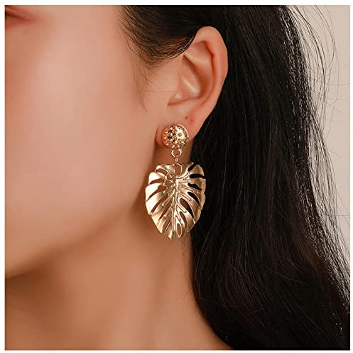 Cimenexe Bohemian Leaf Dangle Earrings Metal Leaf Studs Earrings Gold Leaf Drop Earrings Personalized Botanical Earrings Jewelry for Women and Girls
