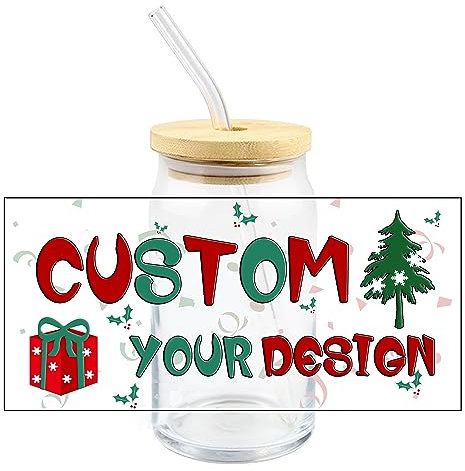 Lot de 20 autocollants de transfert UV DTF personnalisés pour métal/verre/tasse/logo/image/texte, autocollants 3D UV DTF (24,4 x 10,7 cm)