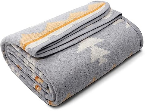 ACUSHLA Überwurf aus Merinowolle, weich, warm, dick, waschbar, für Bett, Couch, Outdoor, Camping, Reisen, Auto, Überwurf, alle Jahreszeiten, Marokkograu, 160 x 129,5 cm