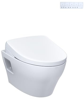 TOTO® WASHLET®+ EP Wall-Hung Elongated Toilet with S7A Contemporary Bidet Seat and DuoFit® In-Wall 0.9 and 1.28 GPF Auto Dual-Flush Tank System, Matte Silver - CWT4284736CMFGA#MS