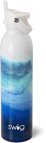 Swig Life 26oz Insulated Water Bottle, Travel Water Bottle with Straw and Lid, Cup Holder Friendly, Stainless Steel with Lid (Sapphire)