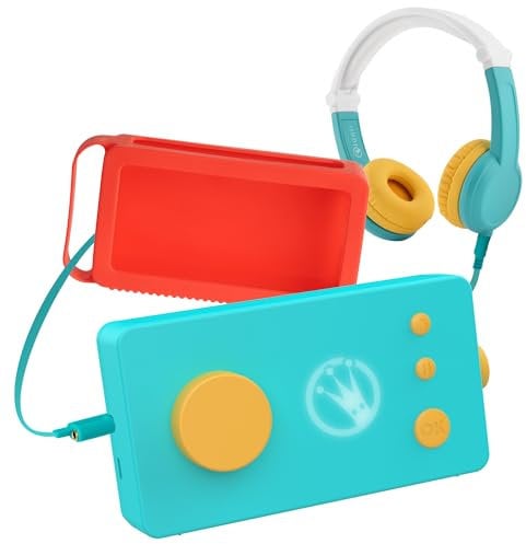Lunii - Ma Fabrique à Histoires - Modèle 3 - avec Casque Octave et Coque Odile Orange - Conteuse pour Enfants de 3 à 8 Ans - Livre Audio de 24 Histoires interactives Inclus - Nouveau Modèle
