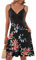 AUSELILY Kleider Damen Sommer V-Ausschnitt Leicht Und Luftig Ärmellos Sexy Strandkleid Träger Strand Trägerkleid mit Taschen（Schwarze Rose Schwarz,M