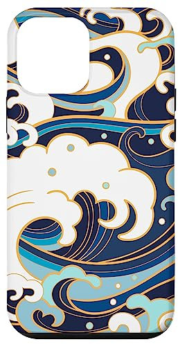 Japanese Art Ocean Getaway Wave Surfing Blue Geometric Ocean Case for iPhone 12 mini