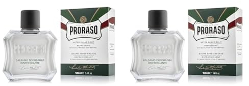 Proraso After Shave Balsam, 100 ml, erfrischendes Aftershave ohne Alkohol mit Eukalyptusöl und Menthol belebt die Haut, Made in Italy, Weiß (Packung mit 2)