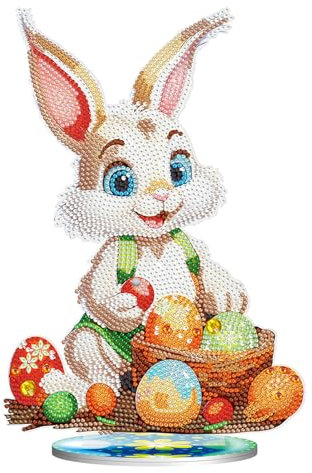 NSXIN 5D Diamond Painting Ostern Deko, DIY Diamant Malerei Bilder Kit Ostern Tisch Dekoration, Handwerk Applique Mosaik Hase Ostereier Dekoration (Stil M)