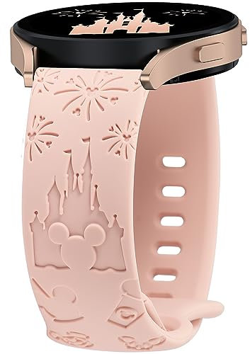 BEEXI Cartoon Engraved Straps Compatible with Samsung Galaxy Watch 6/7/4/5/Active 2 40mm 44mm Women, 20mm Silicone Sport Band