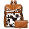 Dora & Liz Damen-Rucksack, Geldbörse, modisch, Leder, Designer-Stil, wandelbar, Reisen, College, Schultertasche mit buntem Riemen, Kuh, 2er-Pack, Medium, Casual