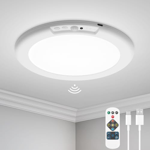 wowatt Plafonnier Led Avec Détecteur De Mouvement Radar - Lumiere Detecteur De Mouvement Interieur 3 Température De Couleur 3000k 4500k 6500k 19cm Dimmable Timing Lampe De Plafond Ultra-Mince
