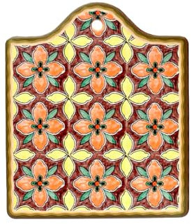 LUCKTE Ceramic Trivets for Hot Pots and Pans,Waterproof Pads for Hot Dishes with Flower Patterns and Scratch Proof Cork Base for Kitchen Table (Orange)