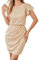 GRACE KARIN Kurzarm Bleistiftkleider Elegant Damen Pailletten Cocktail Partykleider Champagner M