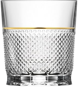 ARNSTADT KRISTALL Whiskyglas Kristallglas Oxford Gold Raia (9 cm) Handmade in Germany Mundgeblasen Mit 24 Karat Goldrand