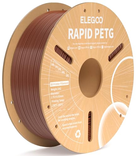 ELEGOO Rapid PETG Filament 1.75mm Braun 1KG, High Speed 30-600mm/s 3D Drucker Filament Maßgenauigkeit +/- 0.02 mm, 1kg Pappspule(2.2lbs) Passend für die meisten FDM 3D Drucker