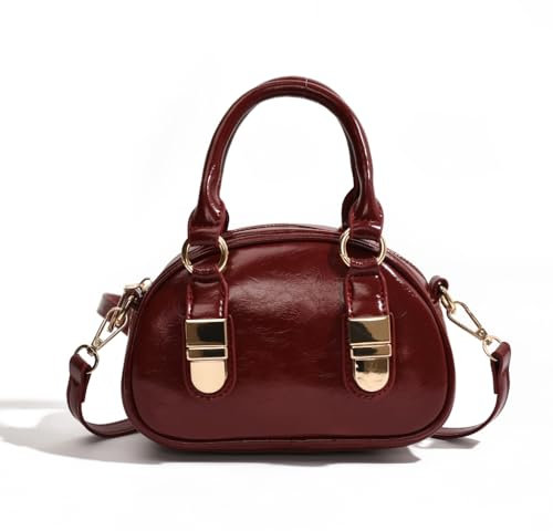 Limtula Damen-Handtasche, PU-Leder, Kuriertasche, koreanischer Stil, Umhängetasche, Bowlingtasche, einfache Muscheltasche, rot