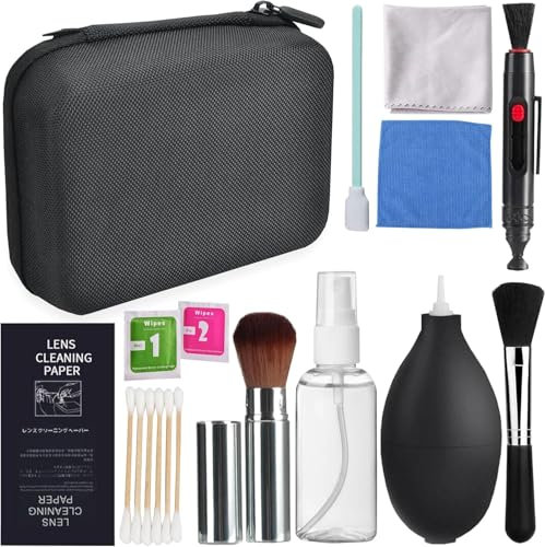 Professional Camera Cleaning Kit – Lens Cleaning Kit with Air Blower, Microfiber Cloth, Lens Pen, Lens Paper, Camera Lens Cleaner for Canon, Nikon, Sony, Panasonic, DSLR, Mirrorless & Photography Gear