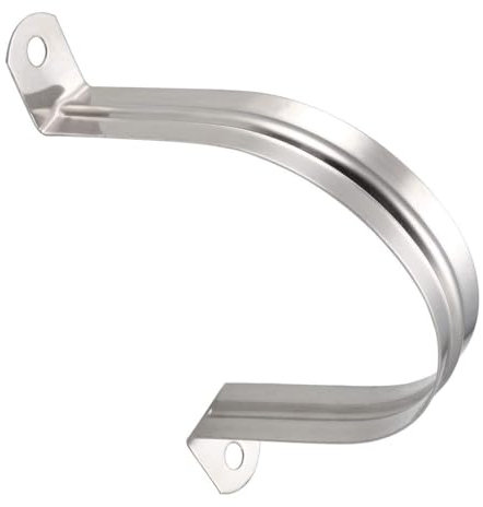 TOP-VIGOR 4Pcs 90mm(3.5) Rigid Pipe Strap, 2 Holes 304 Stainless Steel Tension Tube Clip Clamp for Fixing Tube Pipe Wire