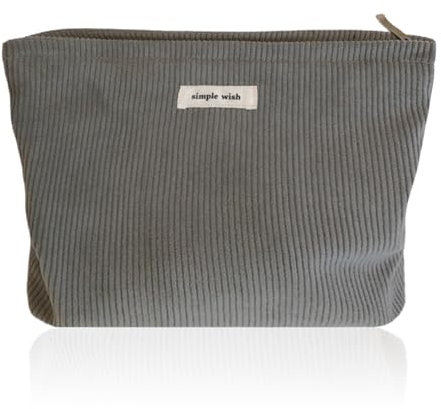 Tcdwla Kosmetiktasche, Kulturtasche Damen, Kulturbeutel Groß, Waschtasche Cord, Makeup Bag, Multifunktionaler für Schule, Reisen, Strand, Einkaufen (Grau)