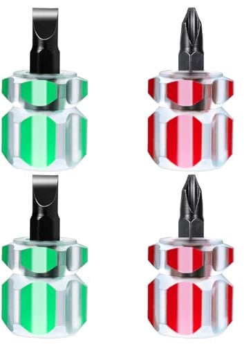 Mabor 4Pcs Stubby Screwdriver Mini Short Sewing Machine Screwdriver with Flat Head and Phillips Head Tiny Stubby Tools for Sewing Notions Machines