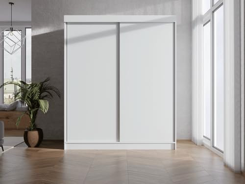 Kleiderschrank mit Schiebetüren 150cm breit Weiß 150x205 cm