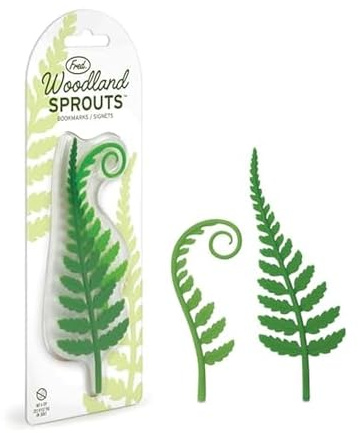Genuine Fred Woodland Sprouts Fern Bookmarks, Set of Two, Green, Thin Flexible Silicone, Fun Stocking Stuffer, Gift for Book Lovers, Teachers, Back to School