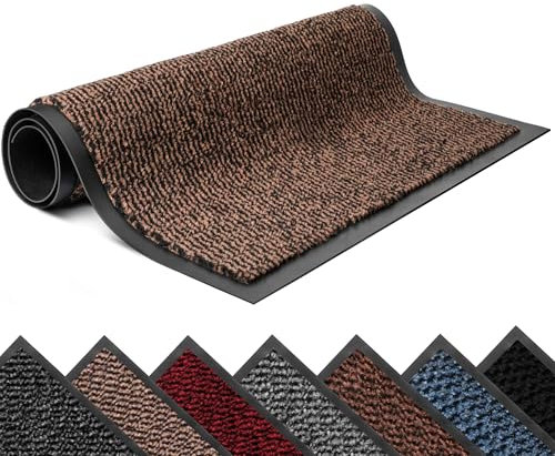 Lexell Non-Slippery Heavy Duty Door Mats – Large & Stylish Washable Rubber Doormats for Indoor & Outdoor – Perfect Dust Grabbing Floor Mat (Brown-waved, 60 x 90 cm)