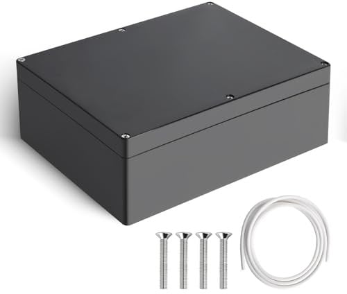 Therlan Abzweigdose Schwarz Wasserdicht IP65, Elektronik Gehäuse Anschlussdose Aufputz Schwarz Verteilerdose Außen Wasserdicht, ABS Projekt Box Kunststoff Anschlusskasten Aufputzdose 263x182x95 mm