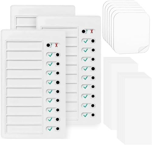 3 Stück Checklisten-Tafel Aufgabenliste zum Aufkleben, BetterJonny Memo Checklist Boards To Do List Chart mit 20 Trocken Löschen Papier & 6 Acrylkleber für Effizientes Aufgabenmanagement und Planung