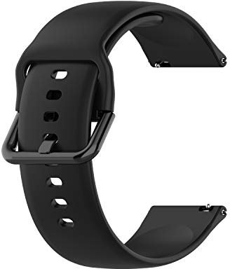 Wownadu Bracelet Compatible pour Fitbit Versa 2 / Lite, Versa, Blaze, Bracelets de Montre Compatible pour Garmin Venu 2 Femme Homme Silicone Sport Rechange Strap Noir, L