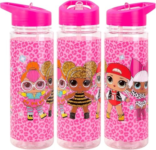 Gifts Choice Official Kids Character Plastic Water Bottle with Straw – 650ml Reusable Leakproof Bottle for School, Sports & Travel – BPA-Free (LOL)
