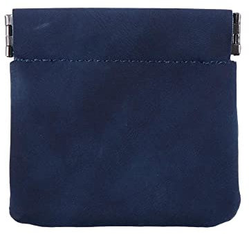 Pu Leather Headphone Storage Bag,Earphone Pouch, Headphone Protection Pouch with Snap(L,blue)