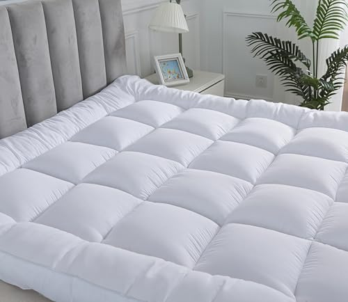 CHILIMILII 10CM Thick Hotel Quality Mattress Topper- Micro Fibre Mattress Enhancer Pad with Easy Fit Straps- Box Stitched- Elastic Corners- Ultra Fluffy and Breathable Topper-Washable (Small Double)
