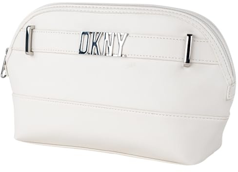 DKNY - Kulturbeutel Reise Damen Herren Wasserdicht Groß Hängend mit Fächern Waschtasche Organisator für Kosmetik und Hygieneartikel, Weiss