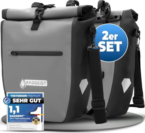 RADGEIST Fahrradtasche für Gepäckträger - Tasche für Fahrrad Gepäckträger - Gepäckträgertasche wasserdicht & Umhängetasche - Radtasche mit Reflektoren