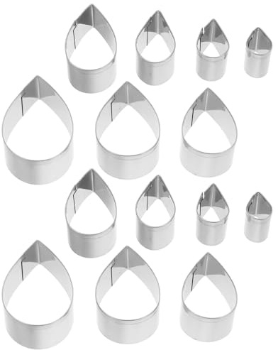 jojofuny Lot de 14 emporte-pièces en forme de goutte d'eau en forme de pétale de rose, pour décoration de gâteaux d'anniversaire ou de mariage.