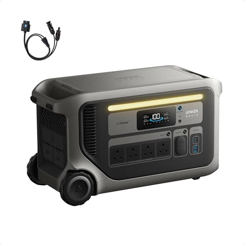 Anker SOLIX F3000 Portable Power Station, 3072Wh, 3600W, 230V Output | Ultra-Low Idle, 20ms UPS, EasyTow Design,Solar Generator for Camping,RVs & Emergencies