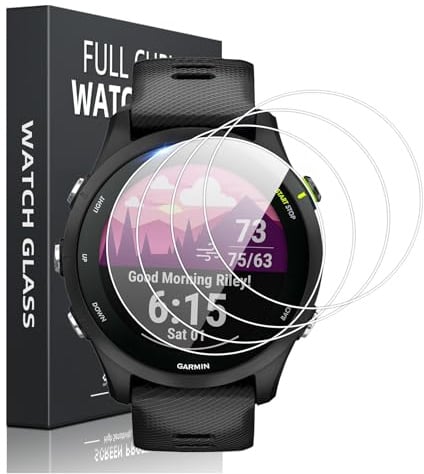 ZhuoFan 4 Pièce Protection Écran pour Garmin Forerunner 255/255 Music Smartwatch Verre Trempé,9H HD Protecteur D'écranSans Bulles Anti-Rayures pour Garmin Forerunner 255 Montre Screen Protection