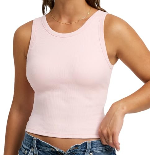 creamy fabrics Damen Tanktop mit integriertem BH – Slim Fit Bratop, elastisch & atmungsaktiv, ergonomischer BH-Einsatz für sicheren Halt, körpernah geschnitten für Alltag, Freizeit & Somme