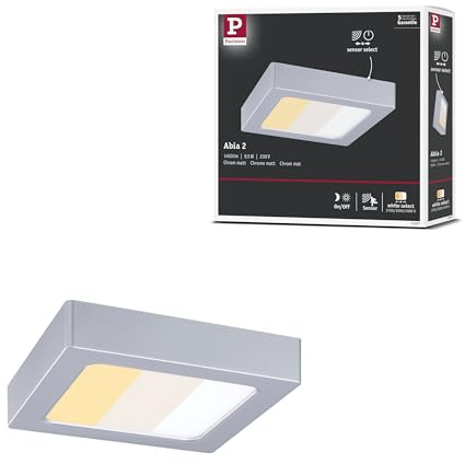 Paulmann LED Panel Abia 2 White Select Dämmerungsgesteuerter Bewegungsmelder (HF) eckig 170x170 mm 9,5W 1100lm 2700-4000K Chrom matt 71297