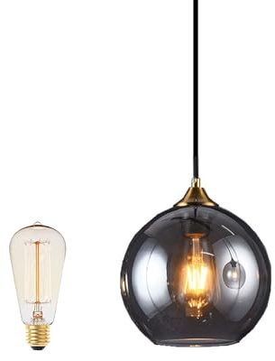 LDCBFTR Lampada a Sospensione a Globo 20 cm Vetro Color Brace Lucido Apparecchio in Oro Illuminazione Ambientale Paralume Moderno minimale per luci della Cucina Sala da Pranzo Camera da Letto