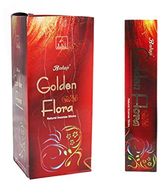 Balaji Golden Flora-Varillas de Incienso Naturales, Madera, marrón, 11 x 9.7 x 25 cm