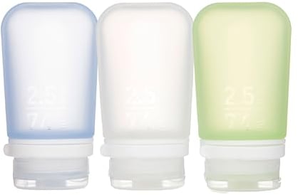 humangear Gotoob+ HG3184 Lot de 3 Bouteilles de Voyage en Silicone avec Bouchon de Fermeture Taille Moyenne 71 ML M Transparent/Vert/Bleu Taille M 74 ML